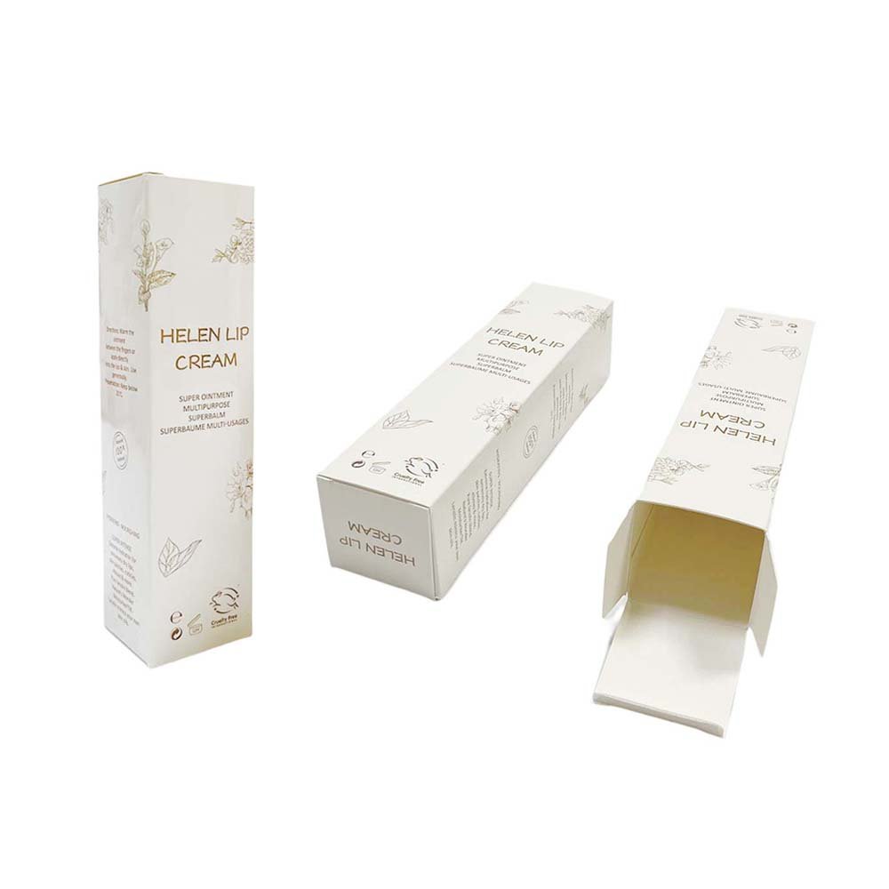 Custom Logo Printed White Cardboard Cosmetic Reverse Two Tuck End Card Paper Packaging Box for Lipstick Eyeliner Eyebrow Pencil