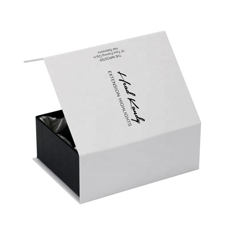 Custom Logo Black Paper Box Package Hair Wig Packing Boxes Magnetic Gift Wig Packaging Boxes
