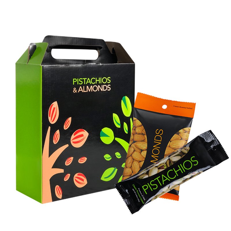 Custom logo printed decorative wedding gift paper packaging nuts snack display dried fruit empty packing box