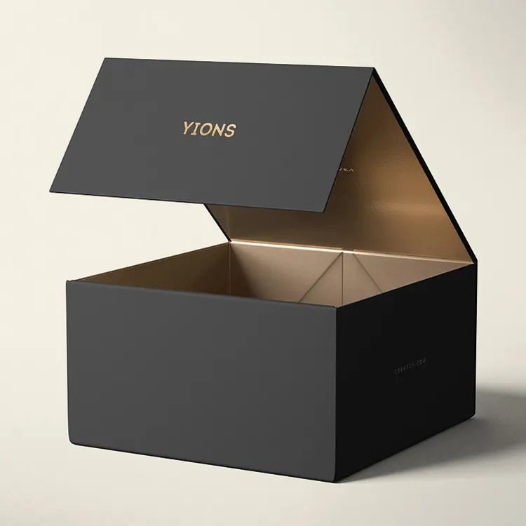 Recyclable Custom Black Large Rigid Wig Hat Packaging Closure Foldable Magnetic Paper Gift Box For Clothing Jewelry Shoe Tshirt