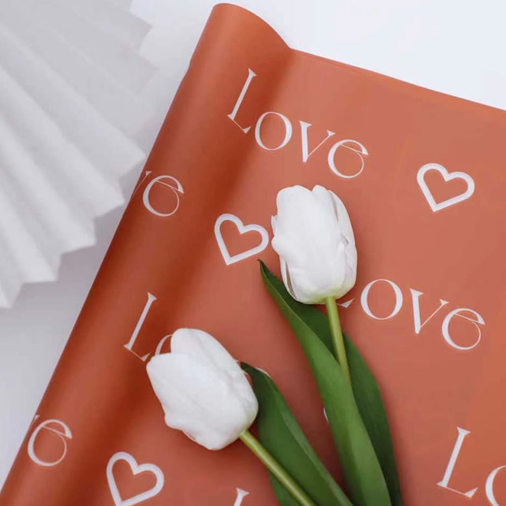 Heart and Lpve Pattern Flower Packaging Paper Florist Bouquet Gift Wrapping Waterproof Material Paper