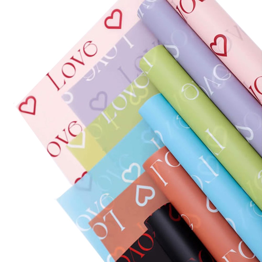 Heart and Lpve Pattern Flower Packaging Paper Florist Bouquet Gift Wrapping Waterproof Material Paper