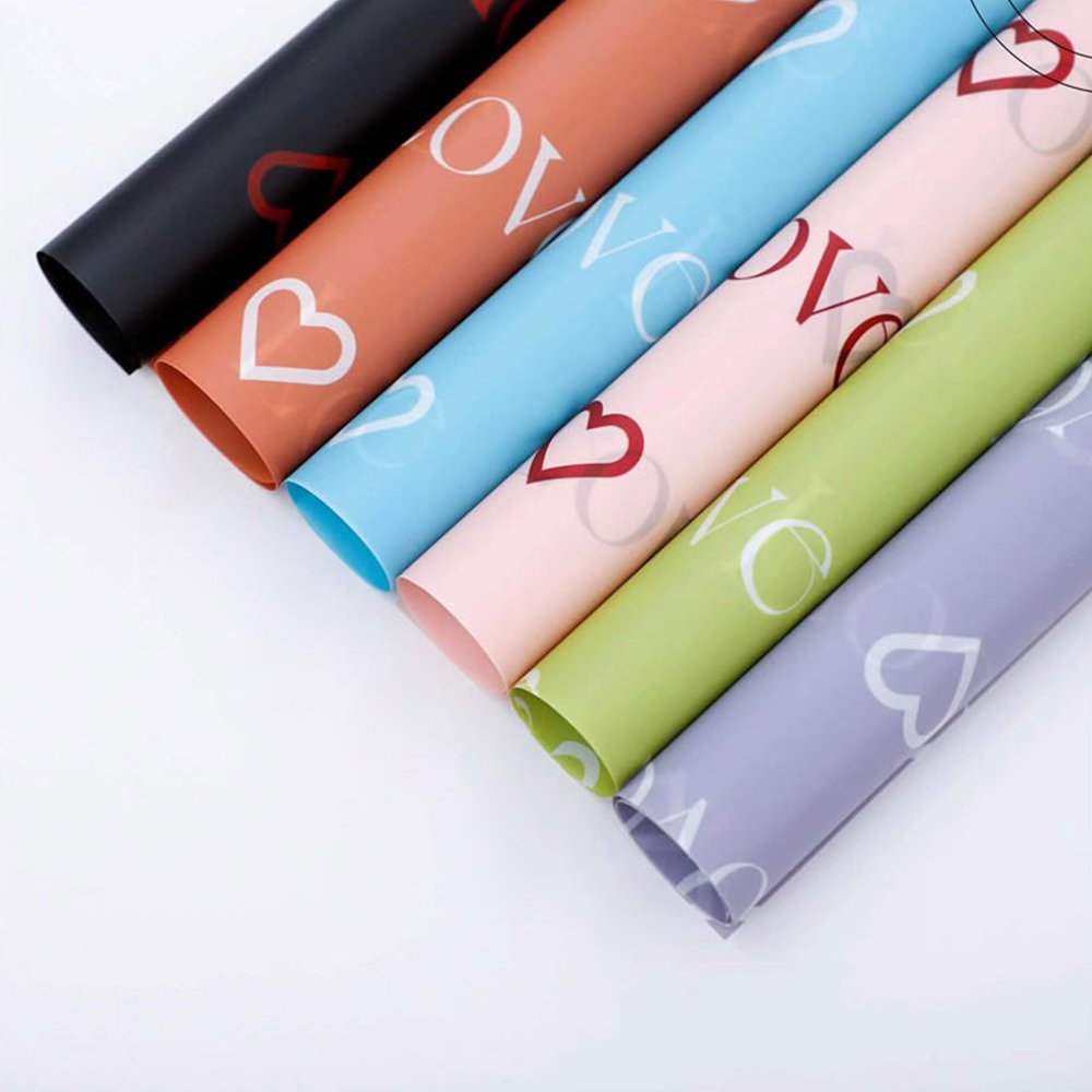 Heart and Lpve Pattern Flower Packaging Paper Florist Bouquet Gift Wrapping Waterproof Material Paper