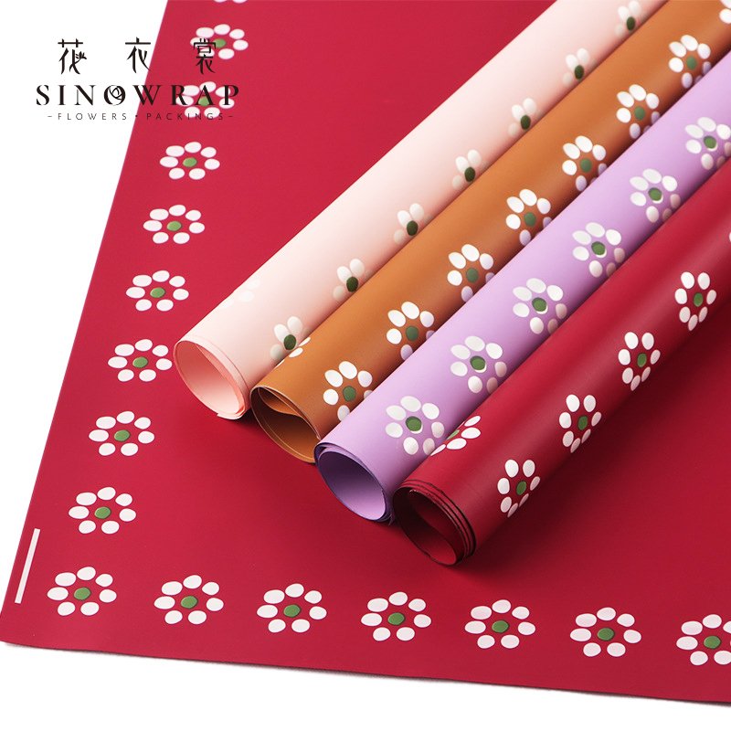 2024 Sinowrap hot sell retail sell and wholesales waterproof double sided printed daisy flower wrapping paper florist supplier
