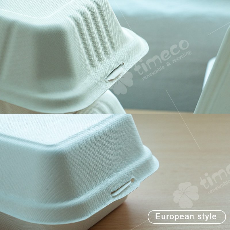 Bagasse Biodegradable Food Container Sugarcane Hamburger Box 6 Inch All Size Clamshell Box paper box packaging