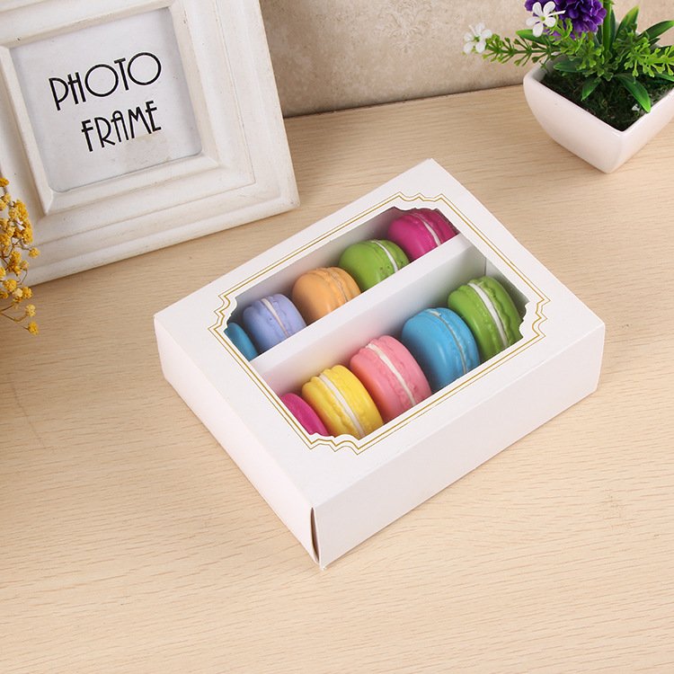 Customized Luxury white Gift Food Biscuit 10 pieces Macaron Packing Box Sweet Cookie Packaging Paper Macaron Box