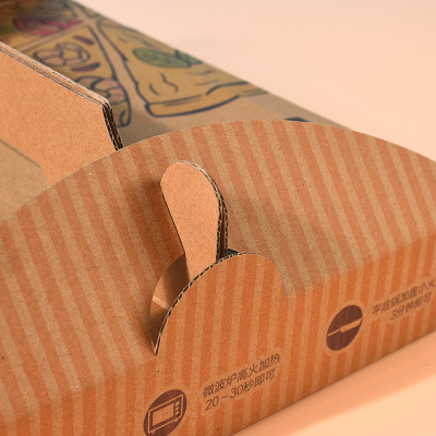 Wholesale Large And Small Brown Paper Packaging Box Handle Portable Pizza Box With Customized