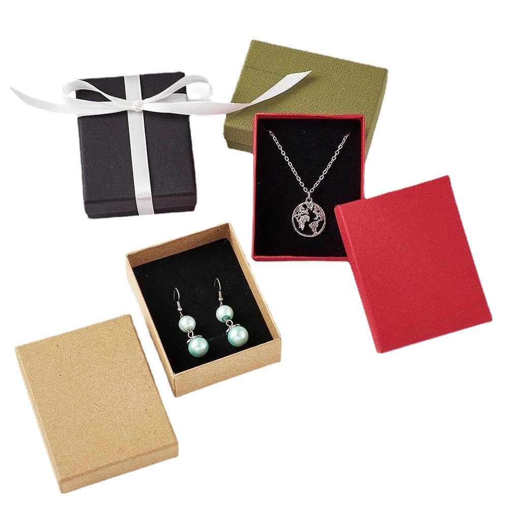 12pcs Cardboard Jewelry Set Gift Box Ring Necklace Bracelets Earring Gift Packaging Boxes With Sponge Inside Rectangle