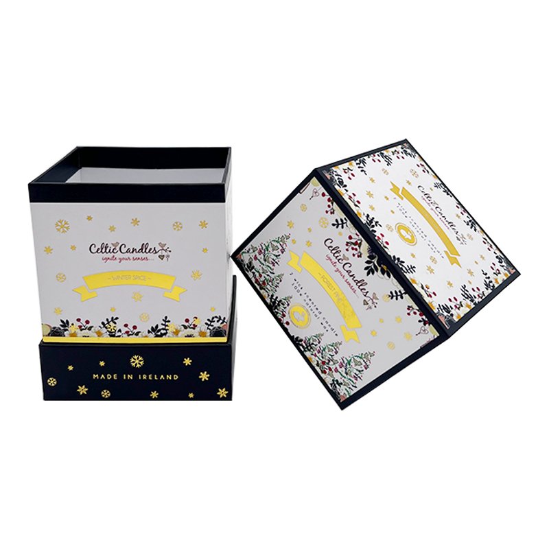 Manufacturer Custom printed luxury candle jars box printing candle packaging boxes black Hard Cardboard Candle Box For Gift