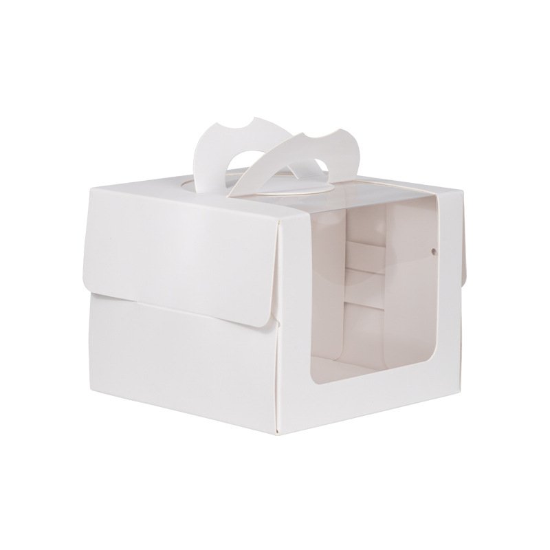 Food Grade Paper Cake Box Packaging Cake Slice Box With Window Handle Cake Board