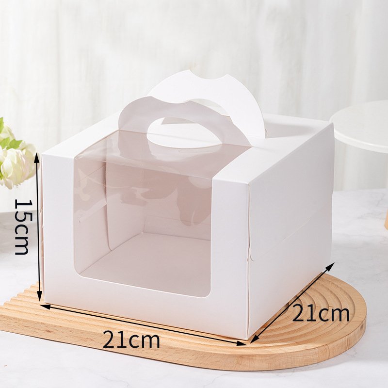 Food Grade Paper Cake Box Packaging Cake Slice Box With Window Handle Cake Board