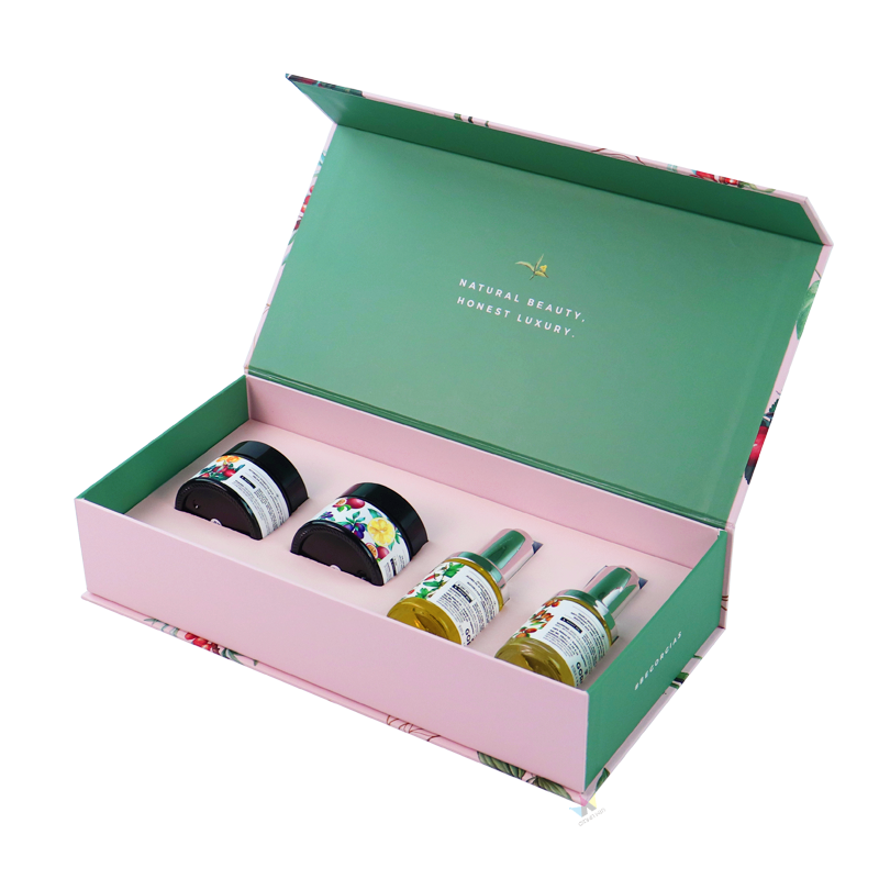 Cardboard Magnetic Cosmetic Bottle Packaging Box Set Customize Paper Cosmetic Storage Box Makeup