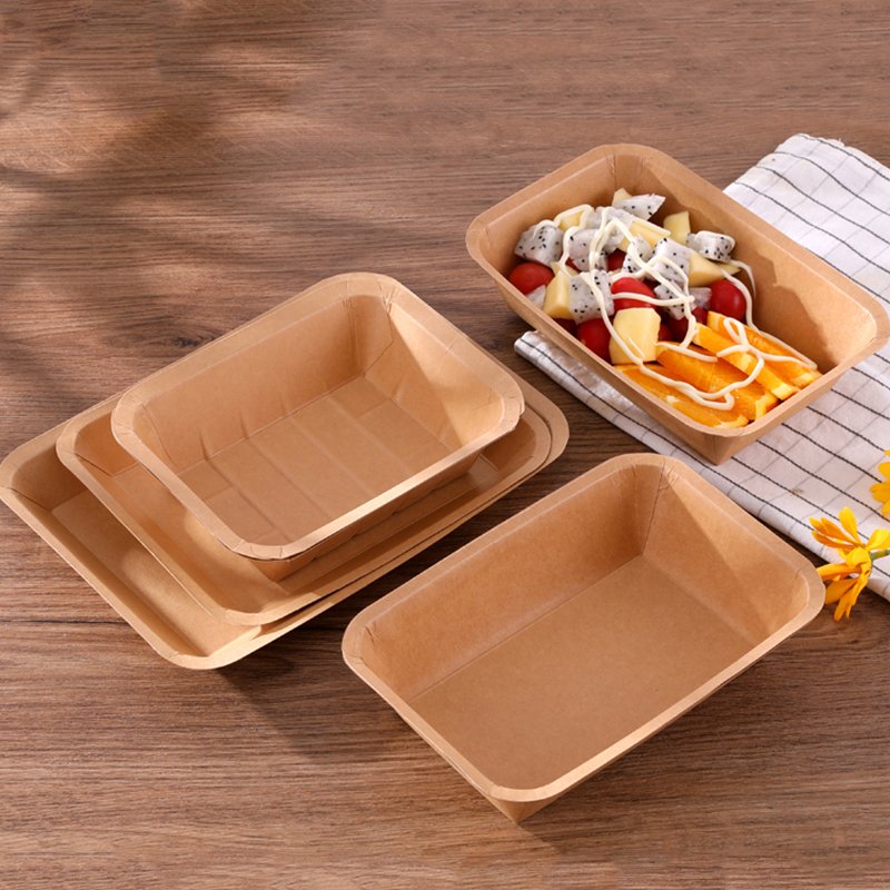 Custom Eco-Friendly Disposable Kraft Paper Boat Fries Fried Chicken Fast Food Packaging Tray