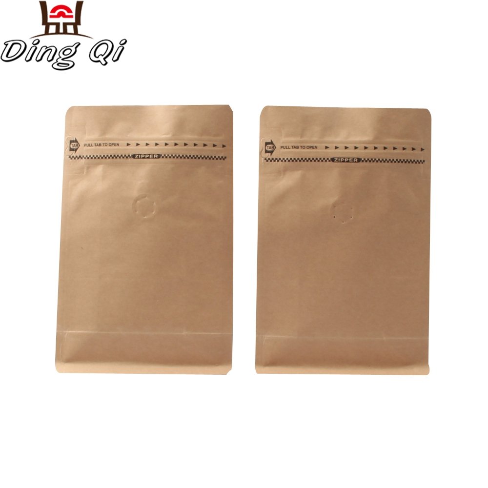 Kraft paper coffee bags ziplock food packaging stand up bag for coffee beans with valve 500g