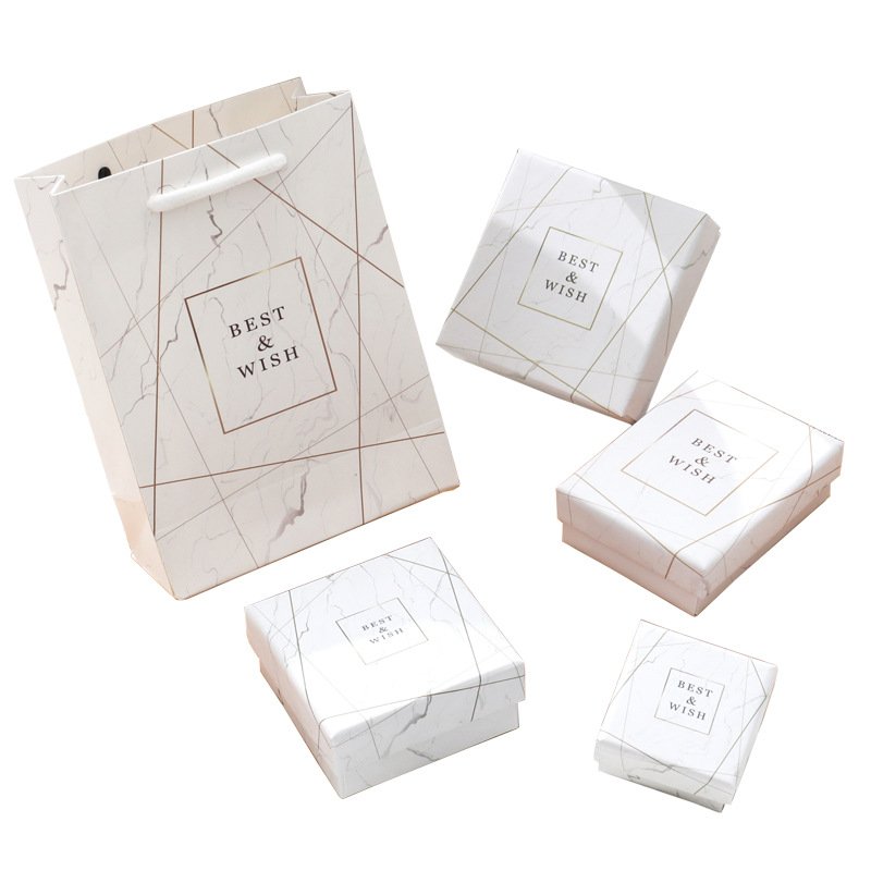 Personalized Logo Mini Small Marble Pattern Fashion Ornaments Box Caixas De Papel Rigid Paper Gift Jewelry Packaging Box