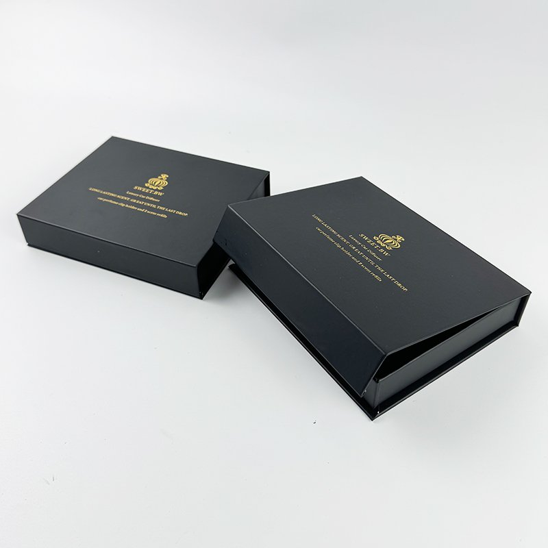 2024 new design custom logo black magnetic close paper packaging gift boxes car diffuser box packaging