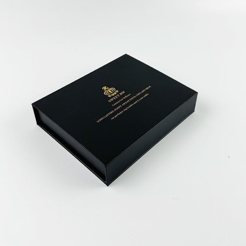 2024 new design custom logo black magnetic close paper packaging gift boxes car diffuser box packaging