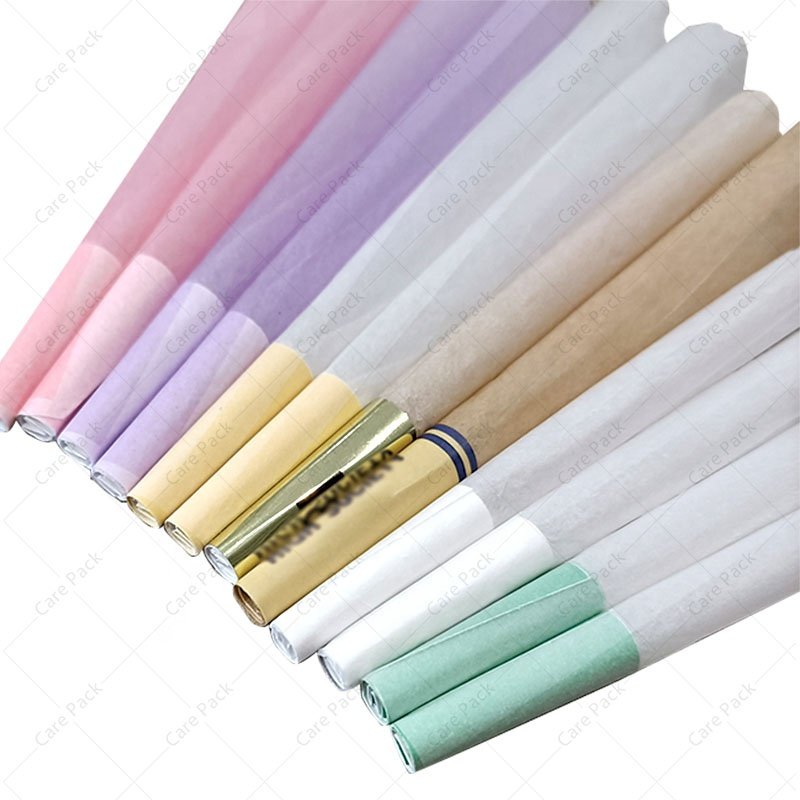 100% Organic Custom Logo Pre 1 1/4 Rolling Smell Child Proof Natural Brown Raw Papers Cones Rizlas Rolls Wraps With Tips