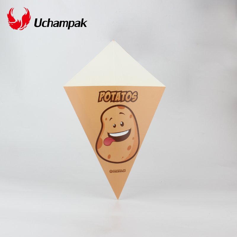 Foldable chip paper cone with sauce tray customization logo and size