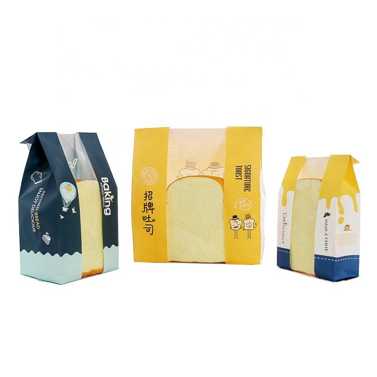 Hot sale logo printing paper bag eco friendly grease oil proof bakery french baguette kraft bread loaf packaging bread paper bag
