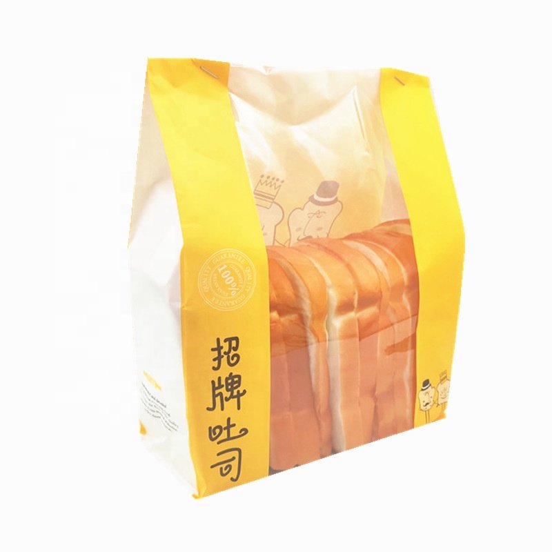Hot sale logo printing paper bag eco friendly grease oil proof bakery french baguette kraft bread loaf packaging bread paper bag