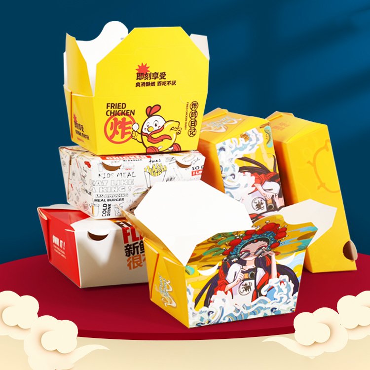 packaging kraft paper White cardboard mini burger box Foldable takeout sandwich pizza box Disposable baked goods box