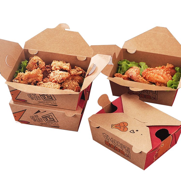 packaging kraft paper White cardboard mini burger box Foldable takeout sandwich pizza box Disposable baked goods box
