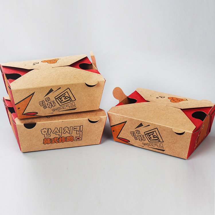 packaging kraft paper White cardboard mini burger box Foldable takeout sandwich pizza box Disposable baked goods box