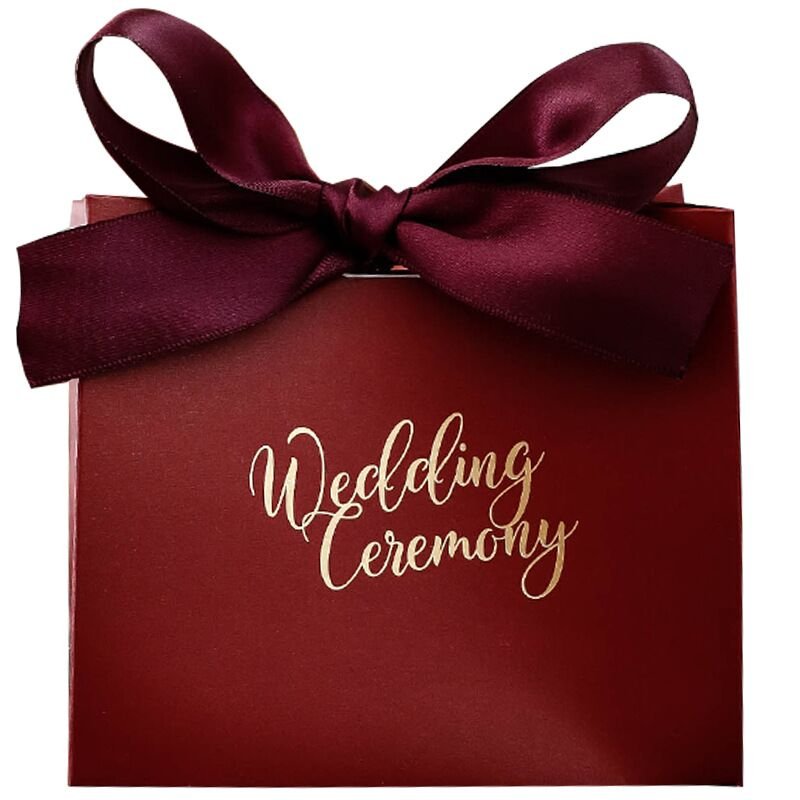 Wedding Gift Custom Color Folding Paper Box with Ribbon Packaging Candy for Customer