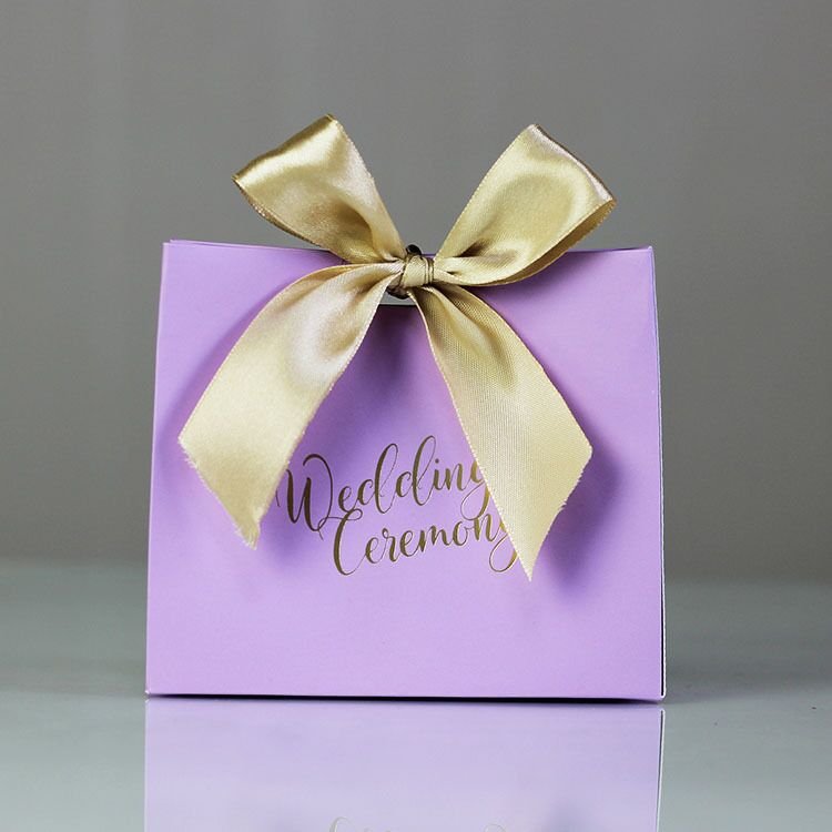 Wedding Gift Custom Color Folding Paper Box with Ribbon Packaging Candy for Customer