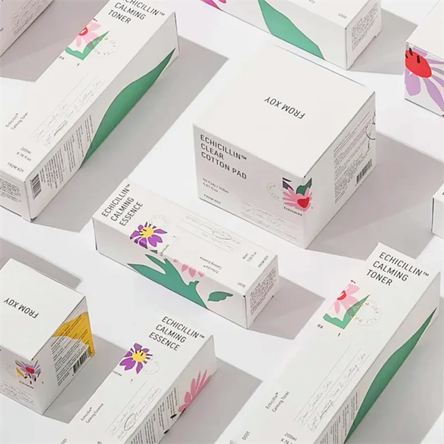 Customized luxury cosmetics gift packaging paper box recyclable UV printing essential oil packaging paper box
