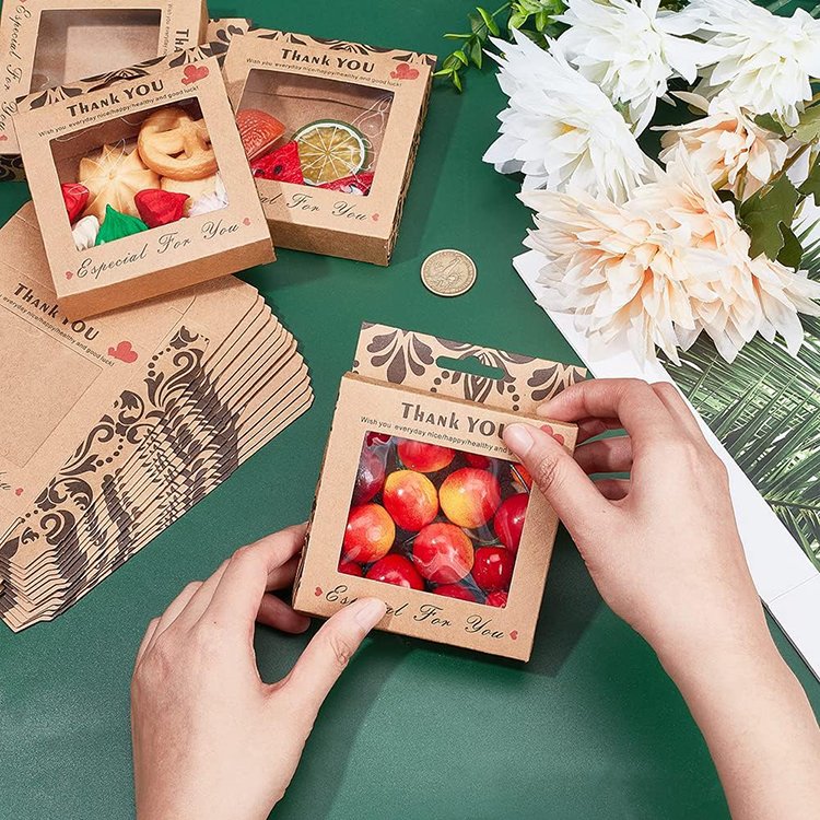 Mini Chocolate Gift Boxes Small Candy Container Kraft Paper Box Packaging With Window For Party Favor