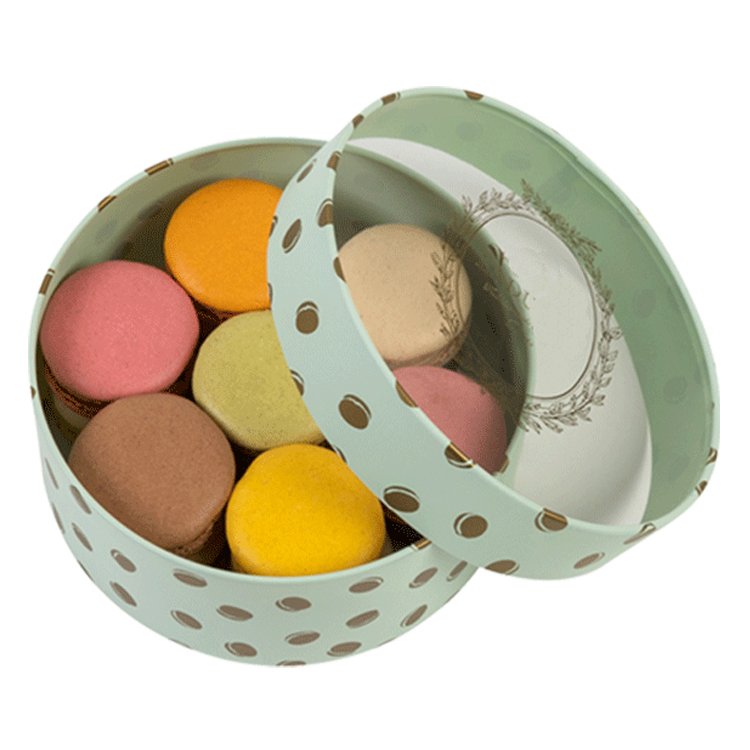 Luxury open round candy gift box biscuit packaging box paper macaron box with clear window