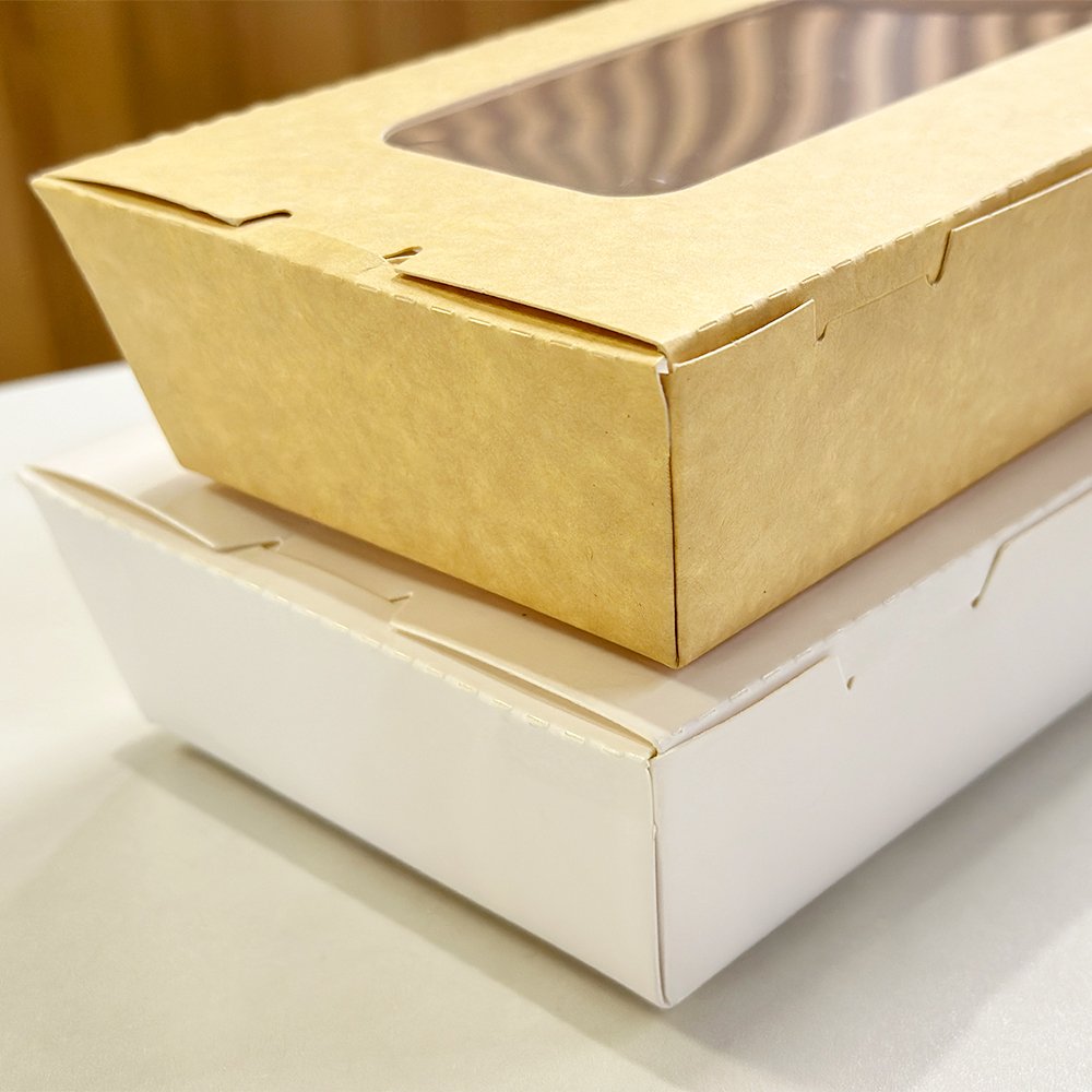 Customized Disposable Kraft Food Packaging Take Away Paper Box with pet window