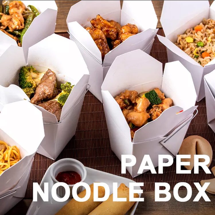 Custom Printed To Go Chinese TakeOut Pagoda Packaging Food Restaurant Packing Disposable Paper TakeAway Noodle Box With Handle