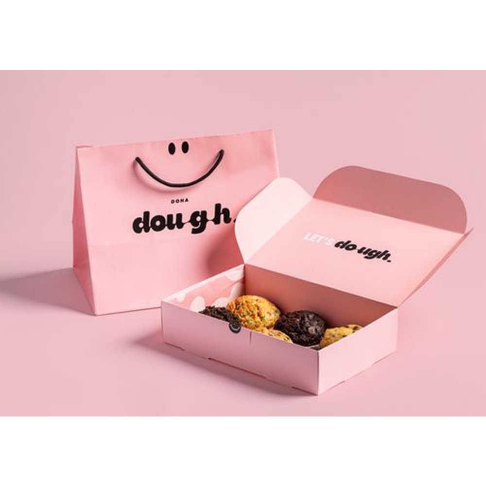 Custom printed logo design cardboard cake doughnut packing container gable boxes donut bun packaging paper box bag