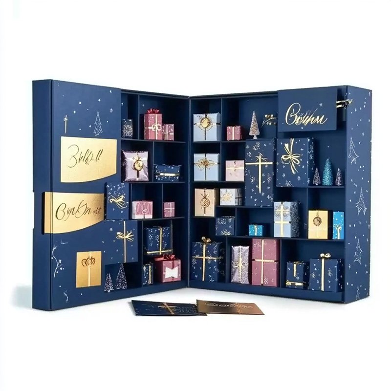 wholesale printing empty beauty packaging gift 25 days makeup advent calender box custom