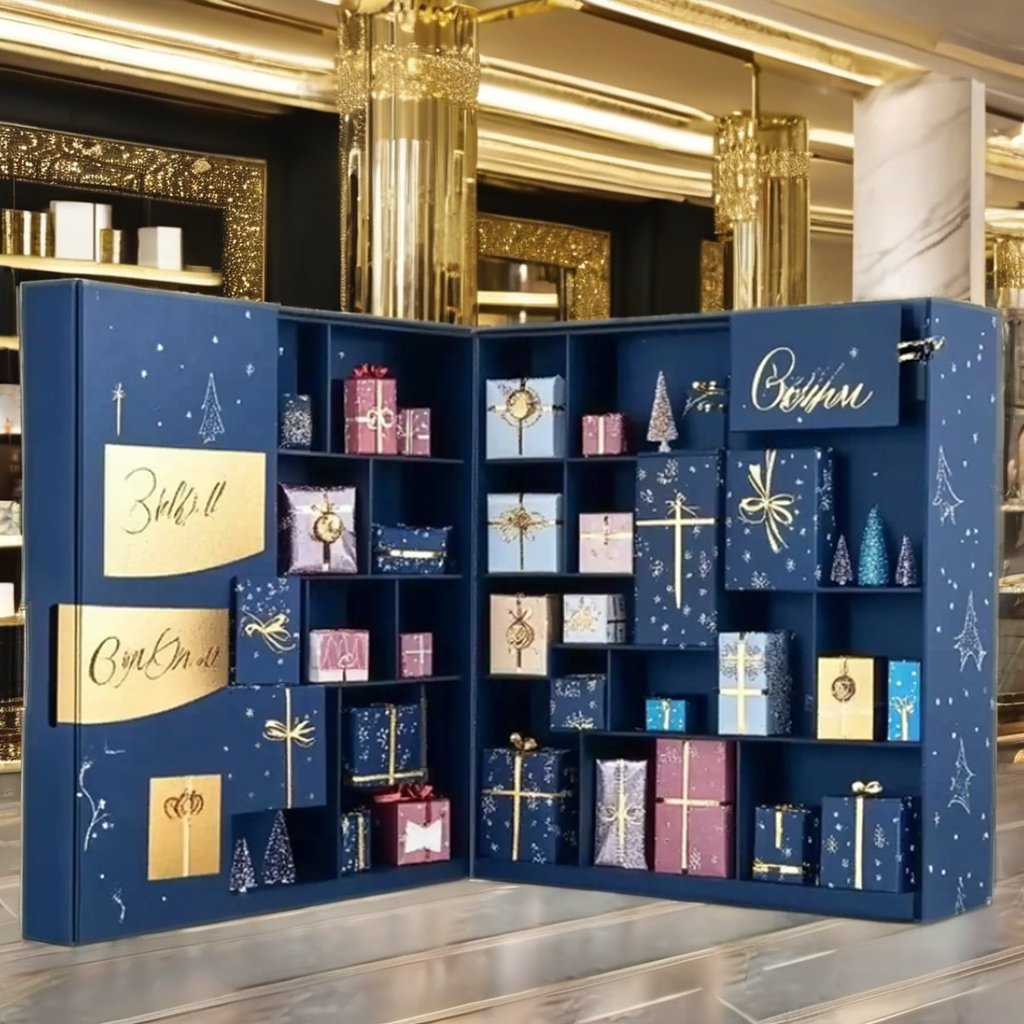 wholesale printing empty beauty packaging gift 25 days makeup advent calender box custom