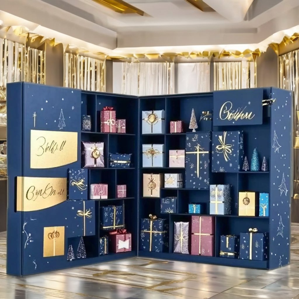 wholesale printing empty beauty packaging gift 25 days makeup advent calender box custom