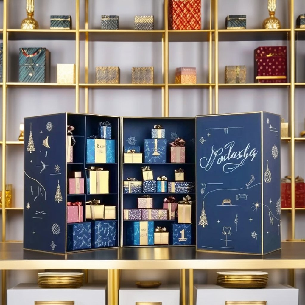 wholesale printing empty beauty packaging gift 25 days makeup advent calender box custom