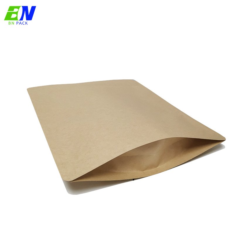 Eco-friendly food packaging stand up pouch brown paper package bags for dried herbs
