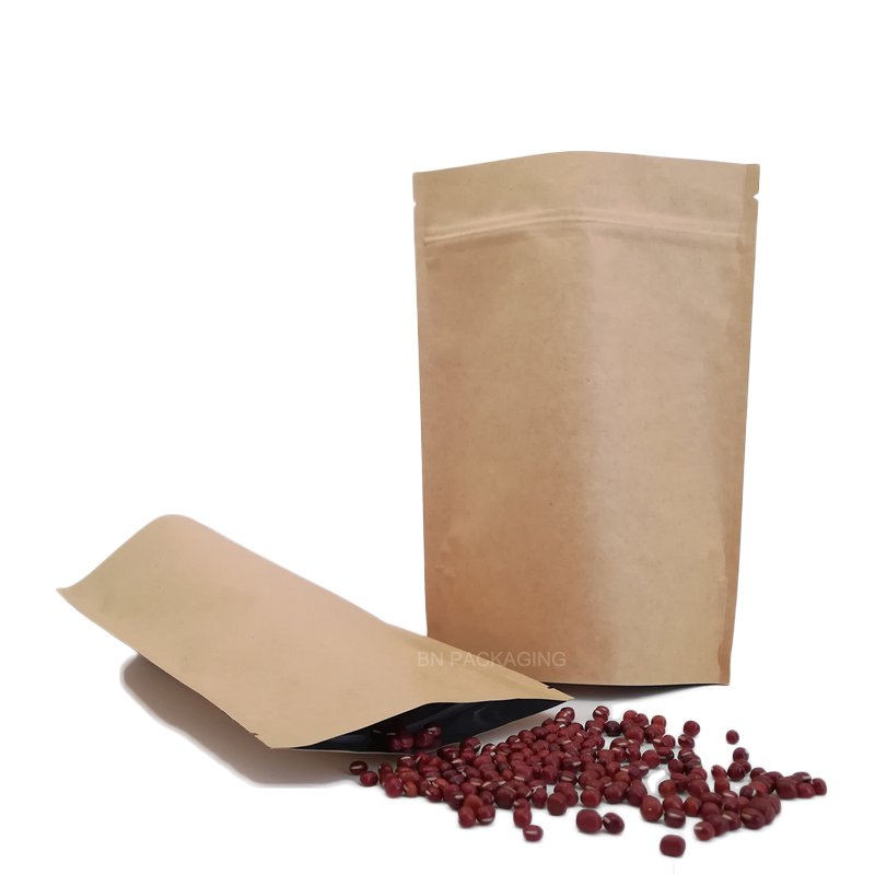 Eco-friendly food packaging stand up pouch brown paper package bags for dried herbs