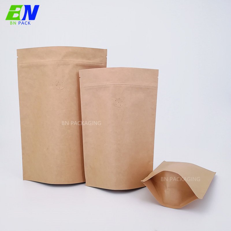 Eco-friendly food packaging stand up pouch brown paper package bags for dried herbs