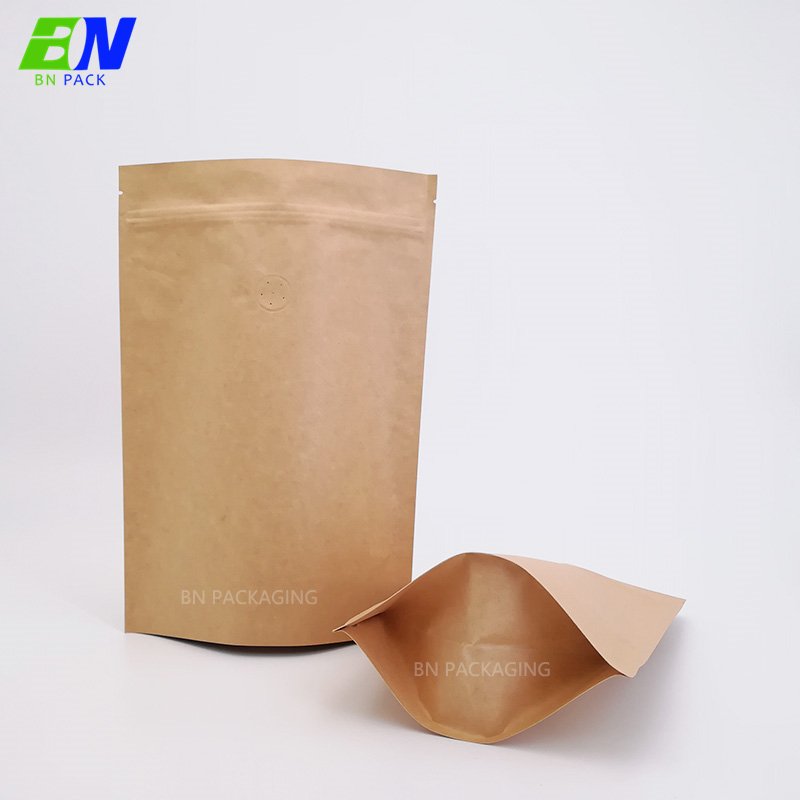 Eco-friendly food packaging stand up pouch brown paper package bags for dried herbs