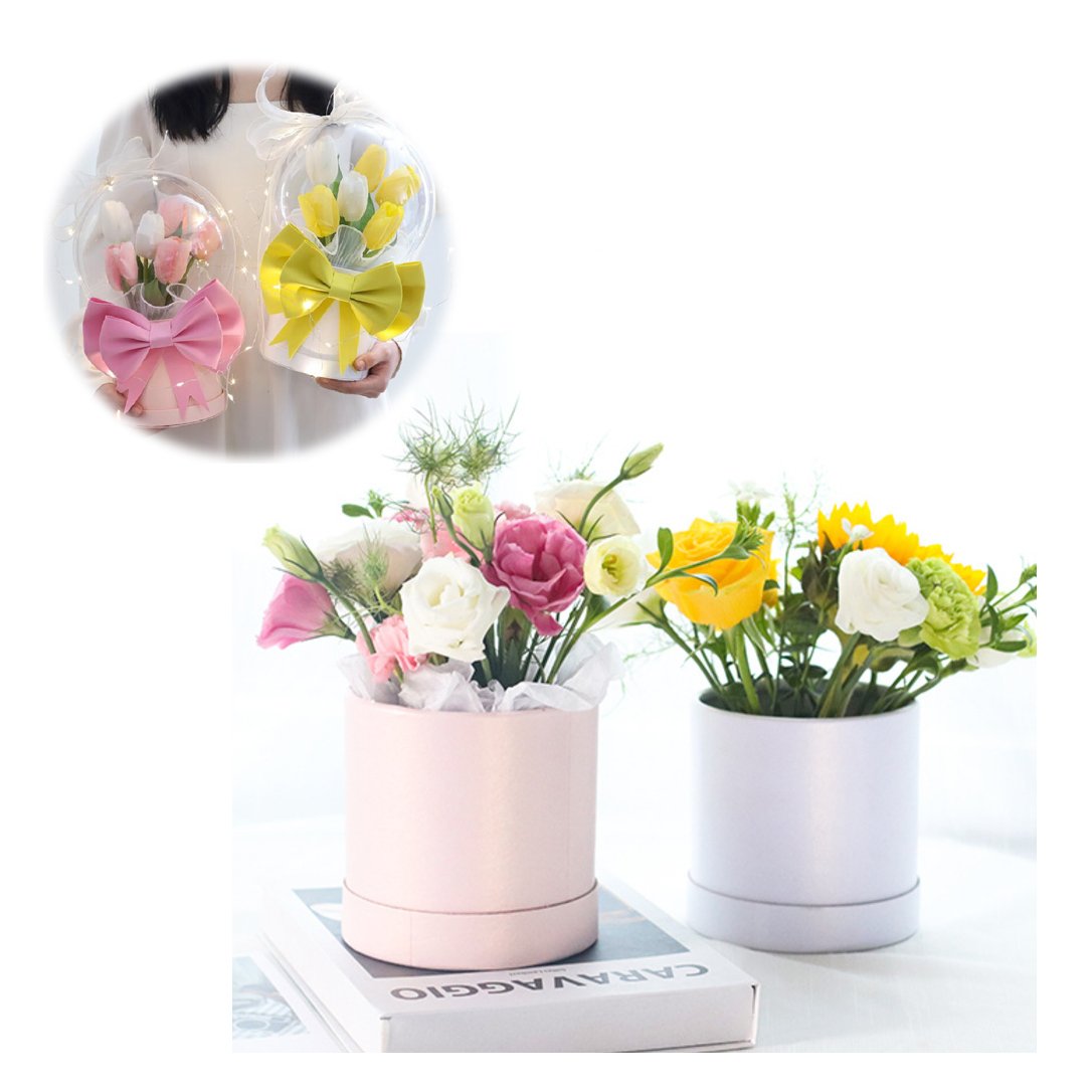 Custom Luxury Cylindrical Cardboard Gift Boxes Support Artificial Flowers DIY flower boxes for gift packaging Florist Supplies