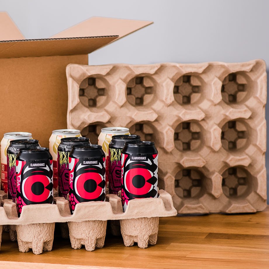 Beer Pulp Packaging Exertly designed to safeguard up to 12 beer bottles and cans during transit
