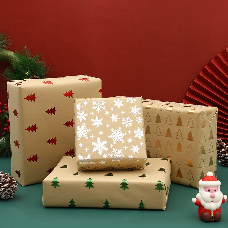 Wholesale Custom Christmas Gift Wrapping Paper Rolls Tissue Grease-Proof with Wax Coating Customizable Christmas Colors