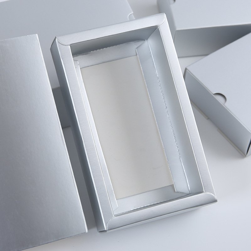 Custom printed Logo flat pack foldable silver paper sleeve pull out drawer packaging box for cosmetic drop bottle
