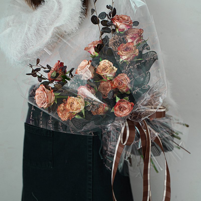 Waterproof Transparent OPP Flower Gift Packaging Paper English Printed for Flower Shops