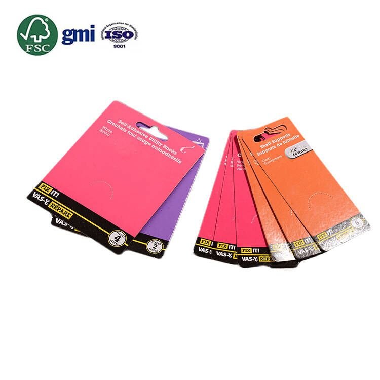 GMI FSC Custom Printing Sliding Hang Hole Packaging Paper Sheet Blister Insert Header Card For Cosmetic Toy Eletronic Products